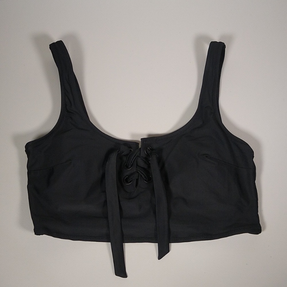 Aerie black tie up bikini top size L